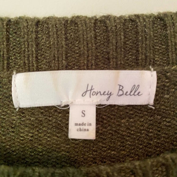 Honey Belle Green White Stripe Sweater Size Small - Picture 2 of 3